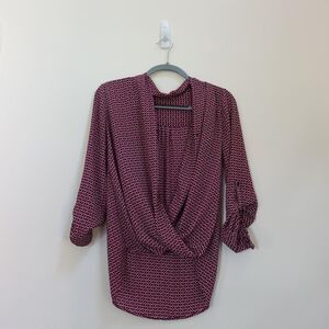 patterned draped blouse